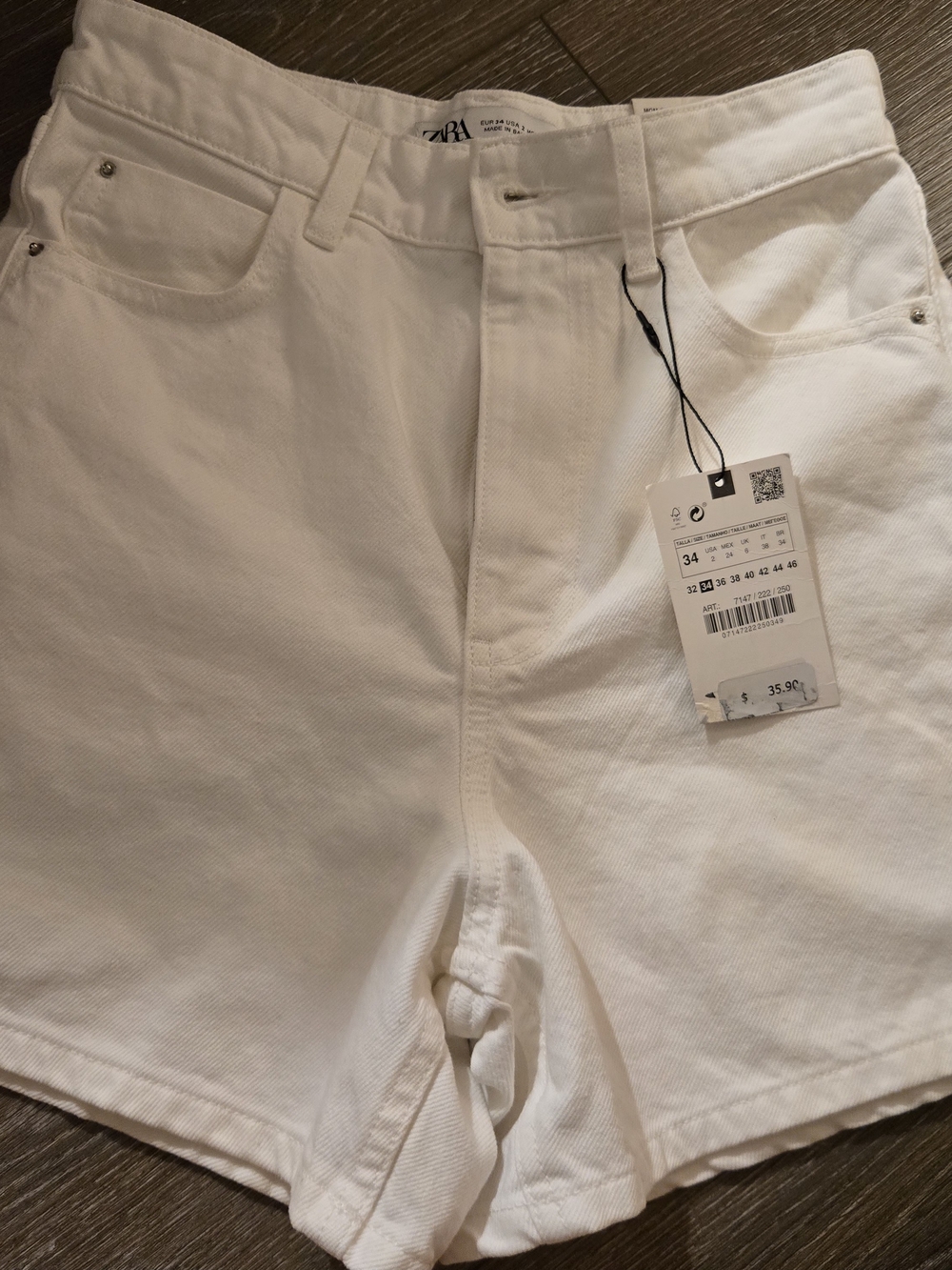 Zara White Denim Shorts with Tag